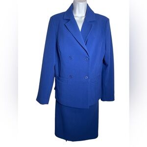 JG HOOK suit women’s size 12 classic bright violet blue skirt suit w/pockets 💙💙